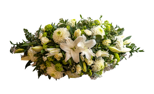 A large sympathy Double Ended Spray - funeral florals made to your theme and requirement. White sympathy flowers.