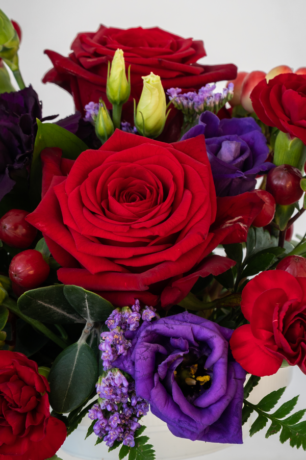 A large sympathy Double Ended Spray - funeral florals made to your theme and requirement. Red roses, funeral flowers